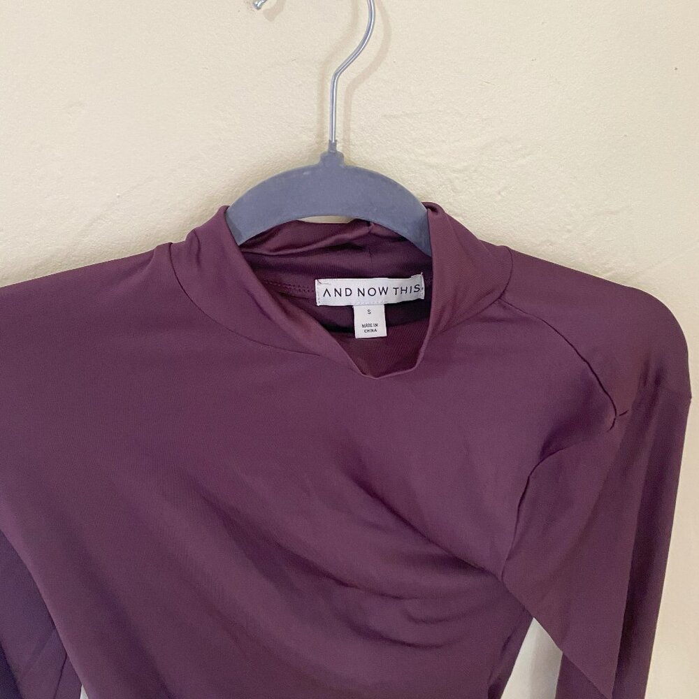 And Now This Purple Satin Mock Neck Bodysuit Size Small